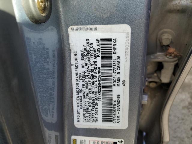 2T1KR32E04C267868 - 2004 TOYOTA COROLLA MA XR BLUE photo 13