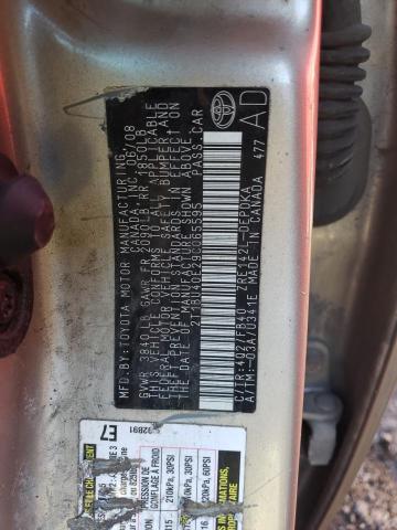 2T1BU40E29C065595 - 2009 TOYOTA COROLLA BASE BEIGE photo 12