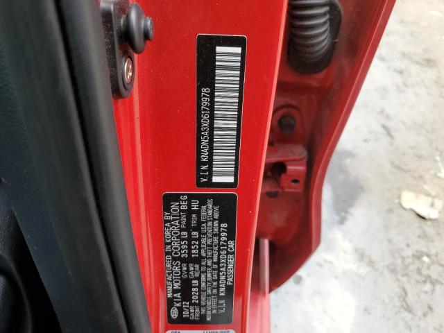 KNADN5A3XD6179978 - 2013 KIA RIO EX RED photo 12