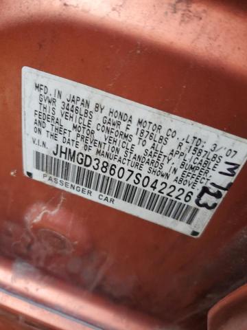 JHMGD38607S042226 - 2007 HONDA FIT S 橙色 照片 12