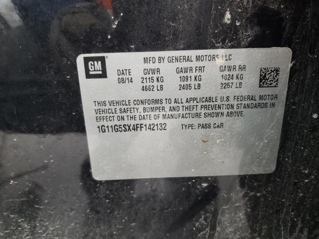 1G11G5SX4FF142132 - 2015 CHEVROLET MALIBU LTZ შავი ფოტო 12