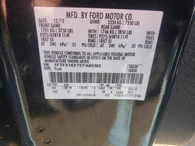 1FTFX1EF7EFA60385 - 2014 FORD F150 SUPER CAB BLACK photo 12