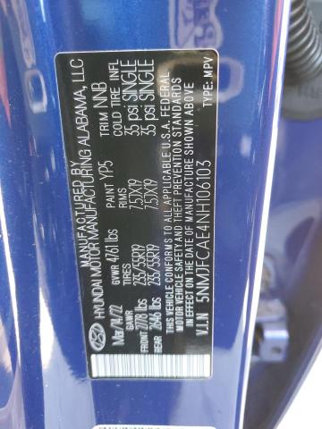 5NMJFCAE4NH106103 - 2022 HYUNDAI TUCSON SEL BLUE photo 13