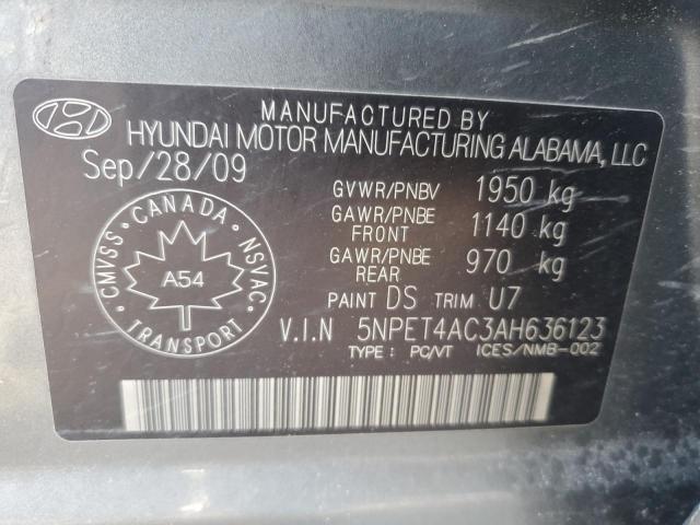 5NPET4AC3AH636123 - 2010 HYUNDAI SONATA GLS GRAY photo 12