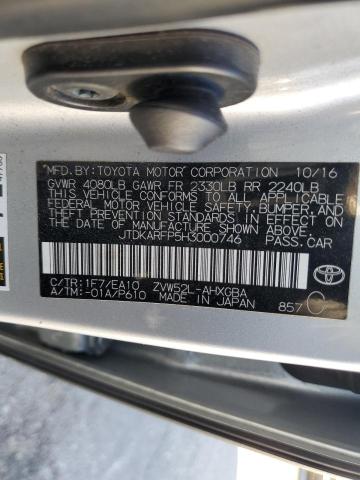 JTDKARFP5H3000746 - 2017 TOYOTA PRIUS PRIM Silber Foto 12