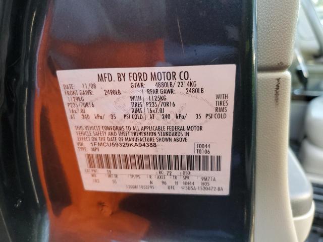 1FMCU59329KA94388 - 2009 FORD ESCAPE HYBRID BLACK photo 12