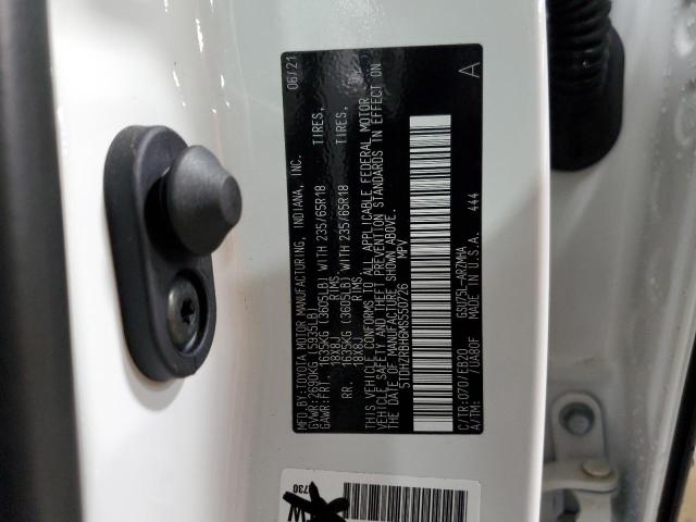 5TDHZRBH6MS550726 - 2021 TOYOTA HIGHLANDER XLE WHITE photo 13