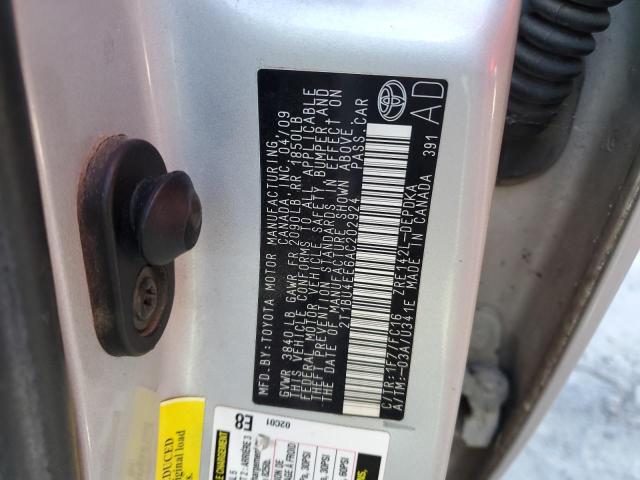 2T1BU4EE6AC202924 - 2010 TOYOTA COROLLA BASE SILVER photo 12