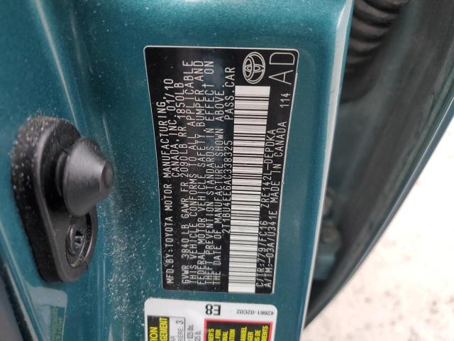 2T1BU4EE6AC338325 - 2010 TOYOTA COROLLA BASE TEAL photo 13