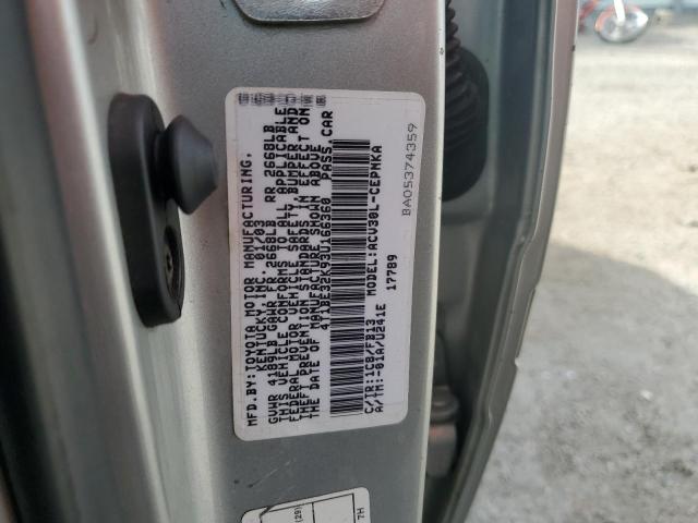 4T1BE32K93U166360 - 2003 TOYOTA CAMRY LE SILVER photo 12