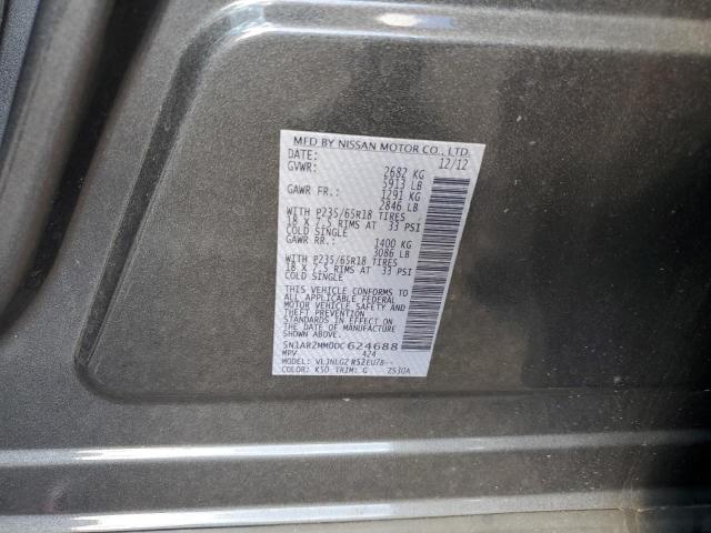 5N1AR2MM0DC624688 - 2013 NISSAN PATHFINDER S GRAY photo 13