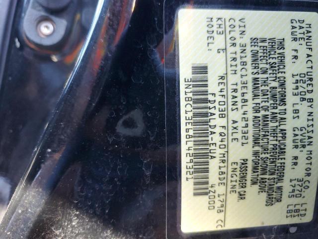 3N1BC13E68L429321 - 2008 NISSAN VERSA S BLACK photo 12