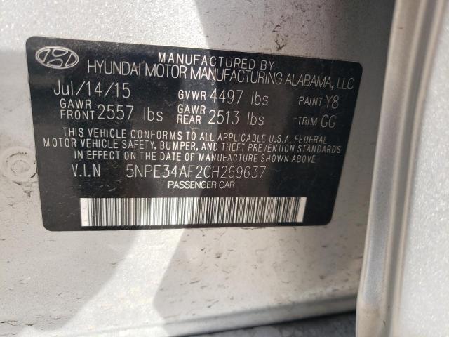 5NPE34AF2GH269637 - 2016 HYUNDAI SONATA SPORT SILVER photo 12