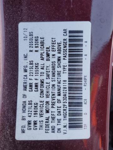 1HGCR2F53DA028118 - 2013 HONDA ACCORD SPORT BURGUNDY photo 13