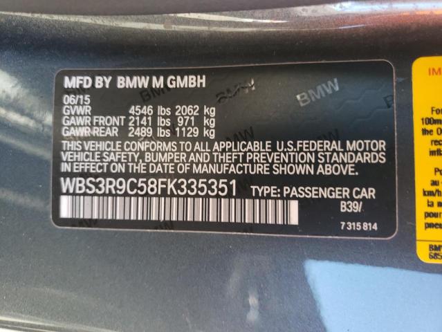 WBS3R9C58FK335351 - 2015 BMW M4 GRAY photo 12