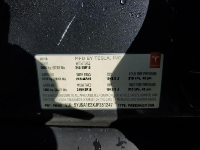 5YJSA1E2XJF281247 - 2018 TESLA MODEL S 石墨色 照片 12