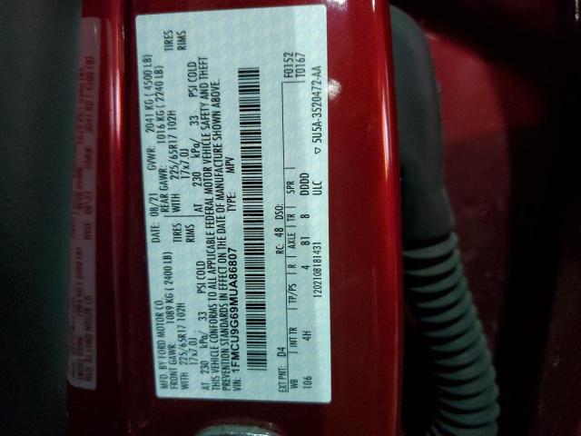 1FMCU9G69MUA86807 - 2021 FORD ESCAPE SE RED photo 13