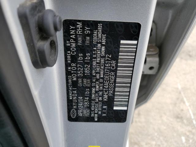 KMHCT4AE0EU716172 - 2014 HYUNDAI ACCENT GLS SILVER photo 13