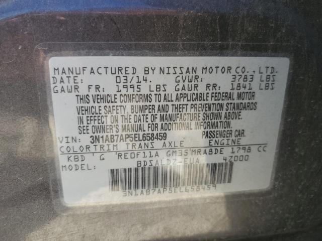 3N1AB7AP5EL658459 - 2014 NISSAN SENTRA S GRAY photo 12