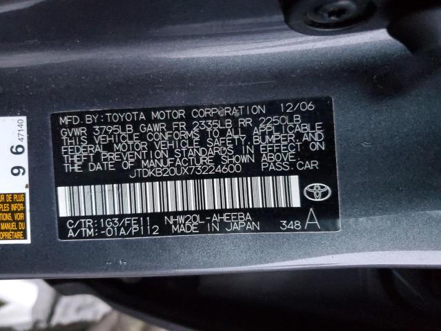 JTDKB20UX73224600 - 2007 TOYOTA PRIUS GRAY photo 12