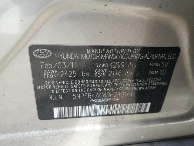 5NPEB4AC8BH240161 - 2011 HYUNDAI SONATA GLS SILVER photo 12