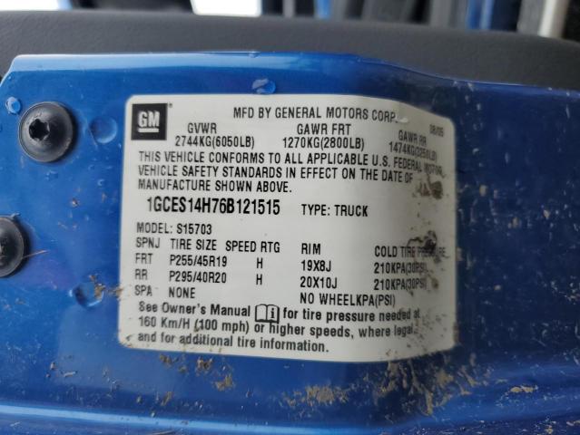 1GCES14H76B121515 - 2006 CHEVROLET SSR 蓝色 照片 12