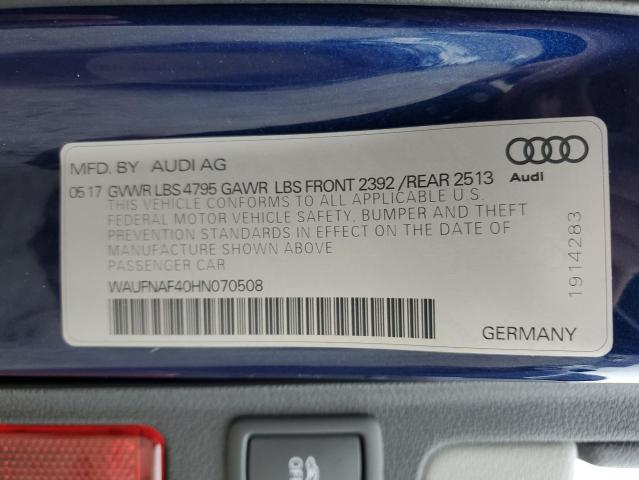 WAUFNAF40HN070508 - 2017 AUDI A4 PRESTIGE BLUE photo 12