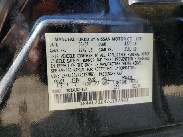 1N4AL21E47C192863 - 2007 NISSAN ALTIMA 2.5 BLACK photo 12