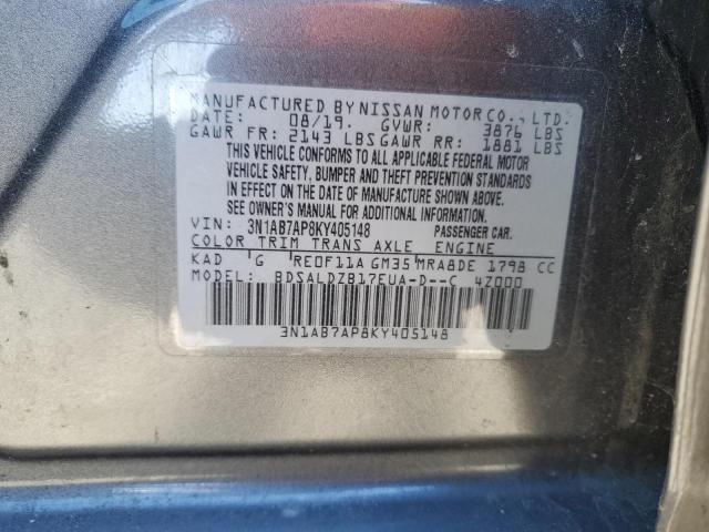 3N1AB7AP8KY405148 - 2019 NISSAN SENTRA S GRAY photo 13