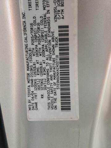 5TESN92NX4Z402718 - 2004 TOYOTA TACOMA XTRACAB PRERUNNER 棕色 照片 12