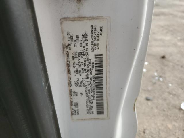 5TESM92N31Z748351 - 2001 TOYOTA TACOMA XTRACAB PRERUNNER თეთრი ფოტო 12