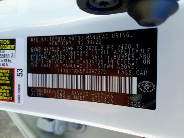 4T1G11AK5PU087572 - 2023 TOYOTA CAMRY SE NIGHT SHADE WHITE photo 13