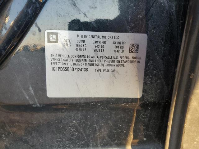 1G1PD5SB5D7124138 - 2013 CHEVROLET CRUZE LT BLACK photo 12