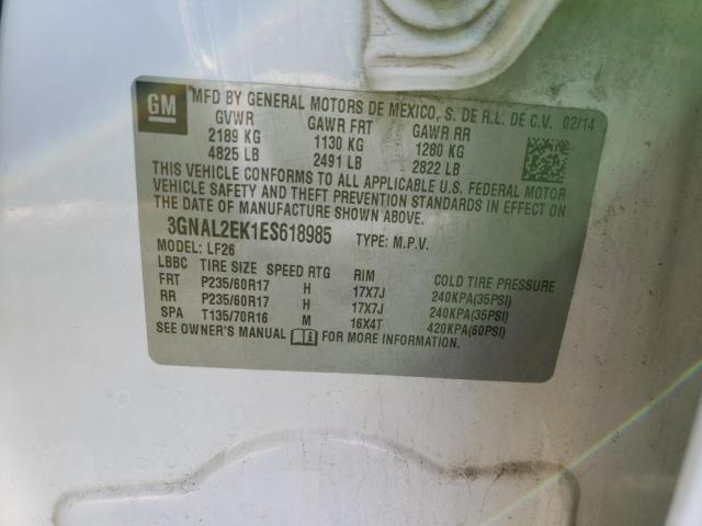 3GNAL2EK1ES618985 - 2014 CHEVROLET CAPTIVA LS 白色 照片 12