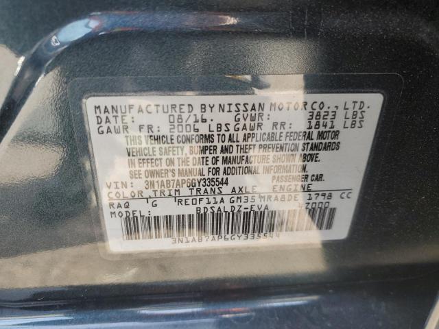 3N1AB7AP6GY335544 - 2016 NISSAN SENTRA S BLUE photo 12