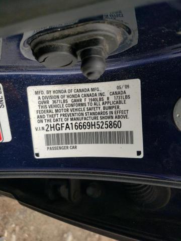 2HGFA16669H525860 - 2009 HONDA CIVIC LX-S أزرق صورة 12