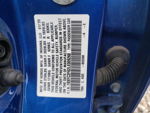 19XFC2F62LE009268 - 2020 HONDA CIVIC LX BLUE photo 13