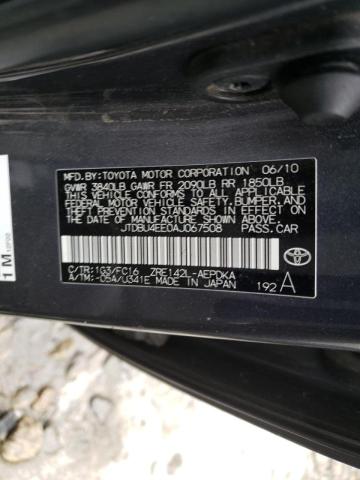 JTDBU4EE0AJ067508 - 2010 TOYOTA COROLLA BASE GRAY photo 12