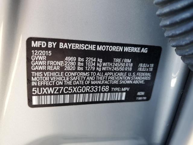 5UXWZ7C5XG0R33168 - 2016 BMW X3 SDRIVE28I SILVER photo 12