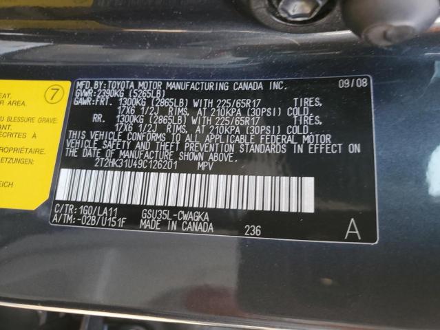 2T2HK31U49C126201 - 2009 LEXUS RX 350 GRAY photo 12