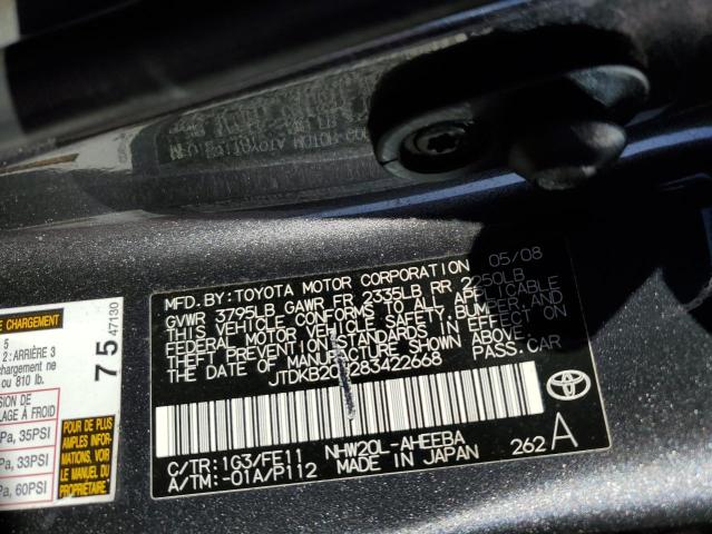 JTDKB20U283422668 - 2008 TOYOTA PRIUS GRAY photo 12