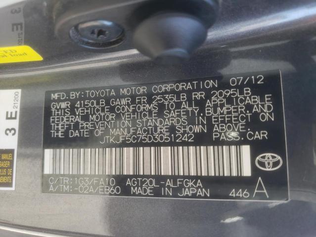 JTKJF5C75D3051242 - 2013 TOYOTA SCION TC 灰色 照片 12