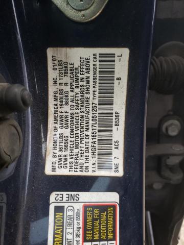 1HGFA16517L051257 - 2007 HONDA CIVIC LX BLUE photo 12