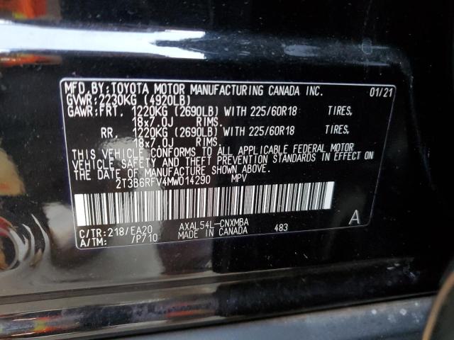 2T3B6RFV4MW014290 - 2021 TOYOTA RAV4 XLE PREMIUM BLACK photo 14