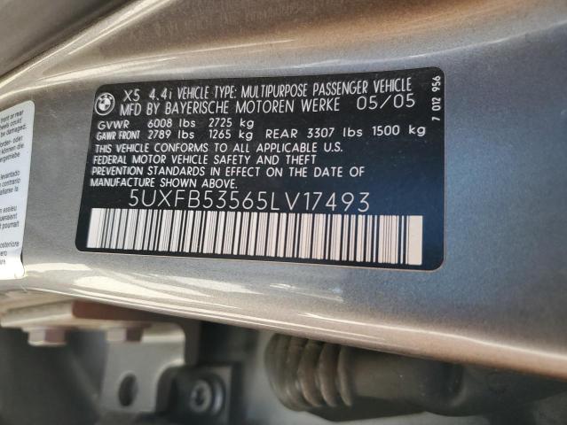 5UXFB53565LV17493 - 2005 BMW X5 4.4I GRAY photo 13