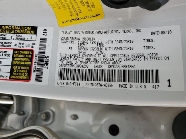 5TFBZ5DNXJX004292 - 2018 TOYOTA TACOMA DOUBLE CAB 白色 照片 12