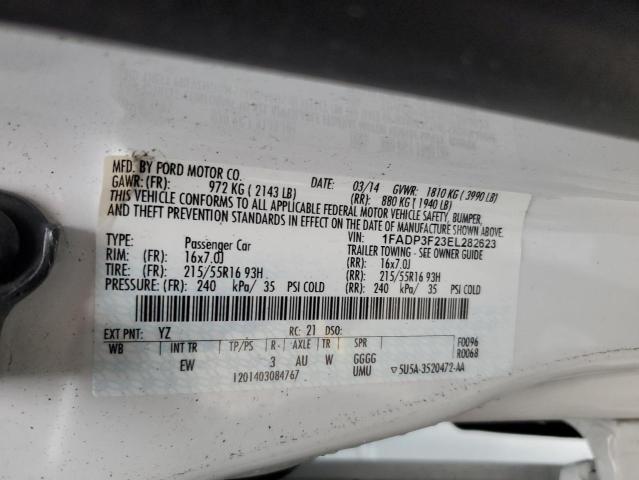 1FADP3F23EL282623 - 2014 FORD FOCUS SE WHITE photo 13