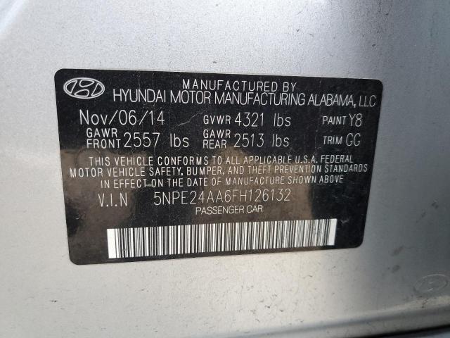 5NPE24AA6FH126132 - 2015 HYUNDAI SONATA ECO SILVER photo 12