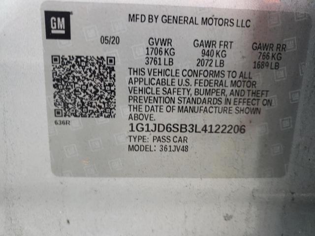 1G1JD6SB3L4122206 - 2013 CHEVROLET SONIC LT SILVER photo 12