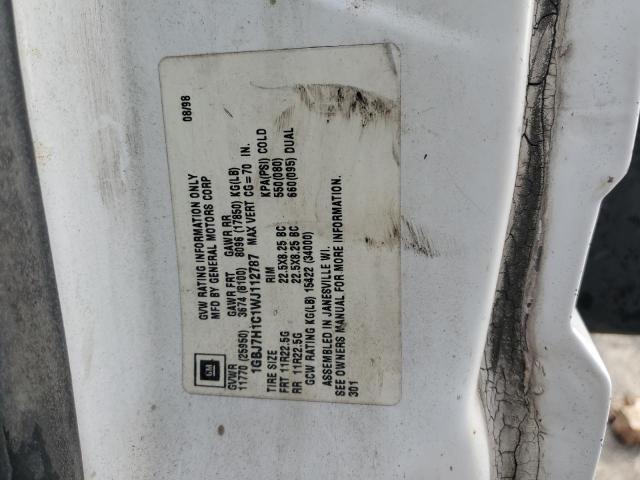 1GBJ7H1C1WJ112787 - 1998 CHEVROLET C-SERIES C7H042 თეთრი ფოტო 10